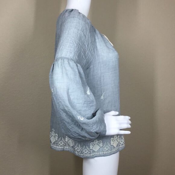 Vince Camuto Embroidered Tassel-Tie Top (A7) - Picture 3 of 7